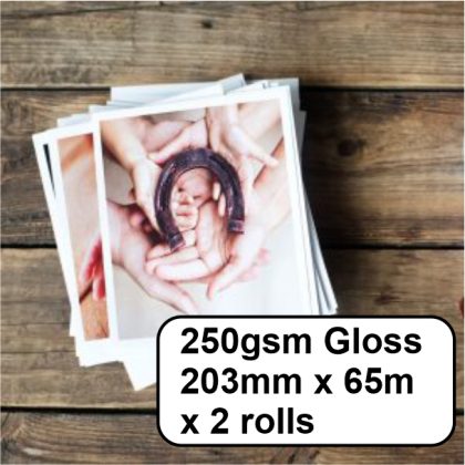 250gsm Gloss paper 203mm x 65m