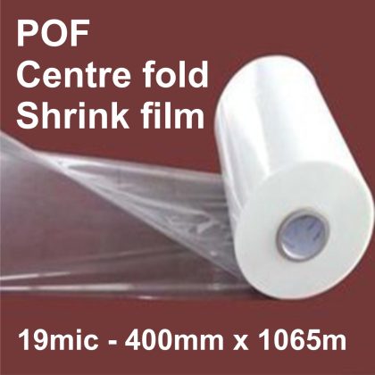 POF Polyolefin Shrink Film - C/F Center fold Shrink film (19mic) - 400mm x 1065m roll